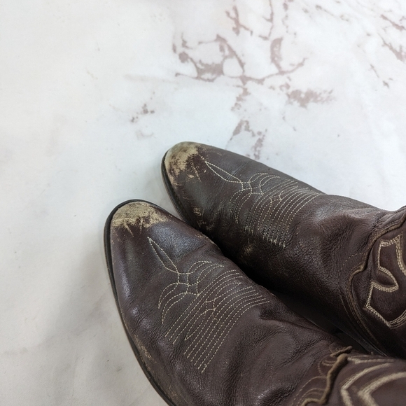 Vintage Cowboy Boots Mens 9.5 Brown Silverado Leather Western USA main image 5